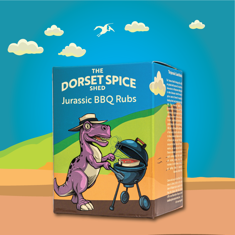 NEW! Jurassic BBQ Rubs Gift Set - 3 Roaringly Great Rubs - FREE Greetings Card - Dorset Spice Shed