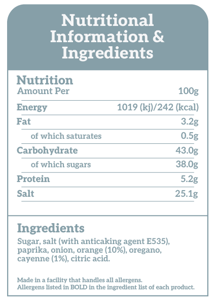 Wing Dust Cuban Mojo Nutritional Information & Ingredients