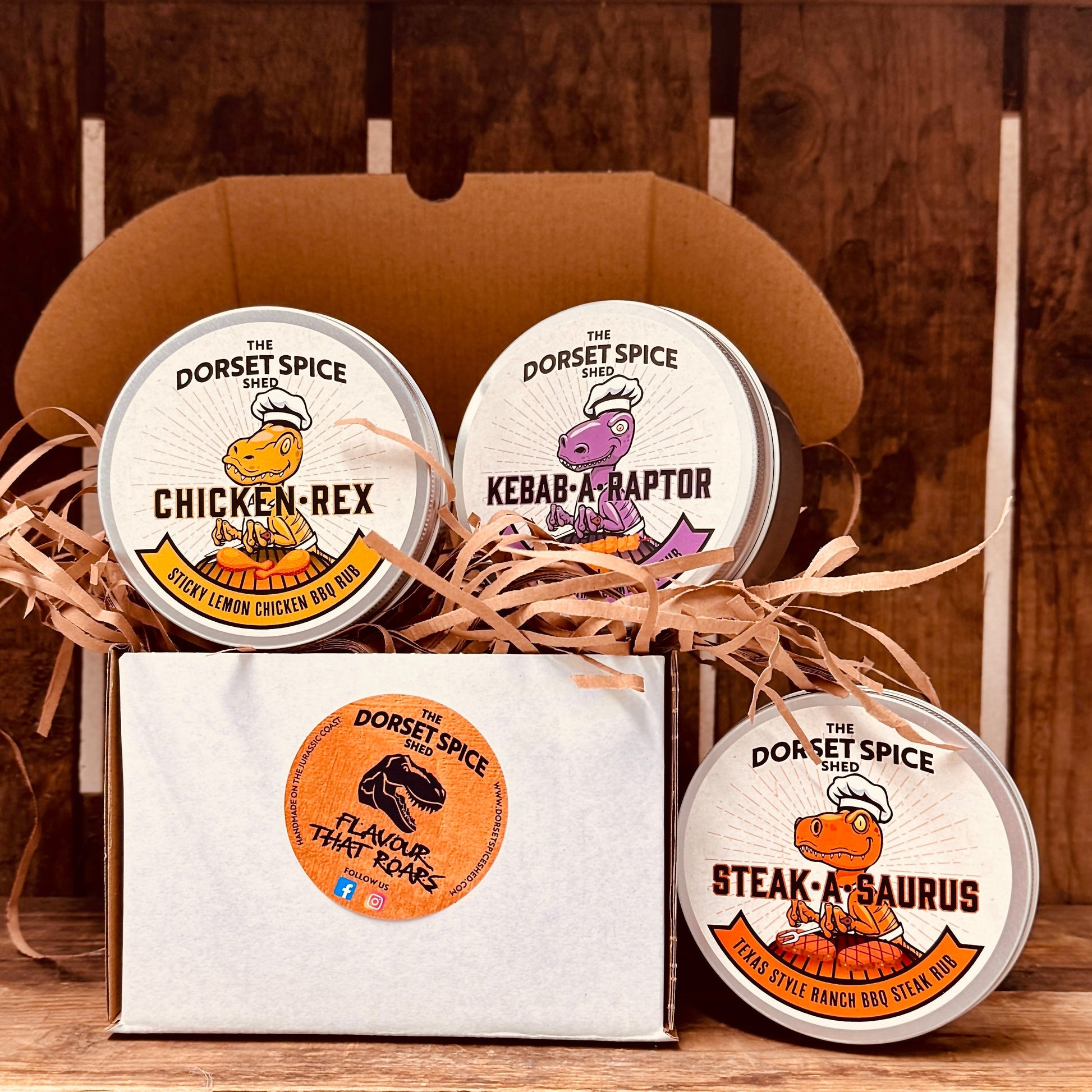 Jurassic BBQ Rubs Gift Set - 3 Roaringly Great Rubs - Dorset Spice Shed