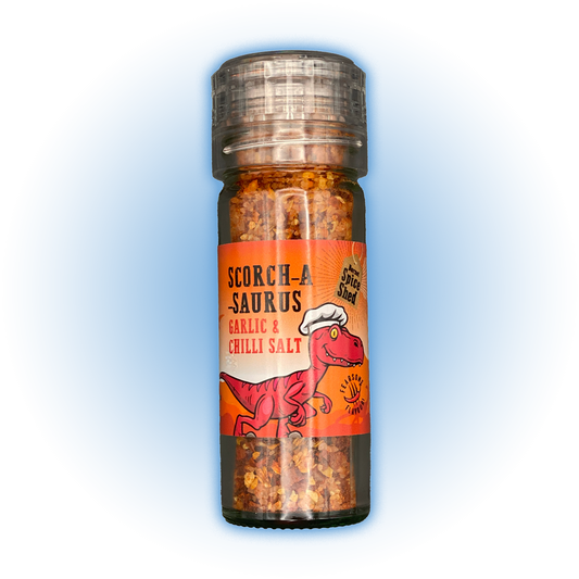 Scorch-a-Saurus Chilli and Garlic Salt Grinder - Dorset Spice Shed