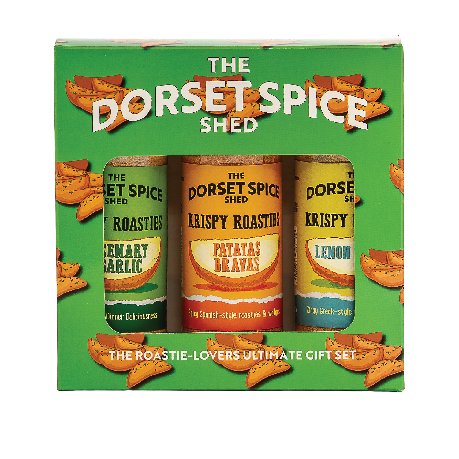Packaging of The Dorset Spice Shed Roastie Lovers Ultimate Gift Set on a white background.