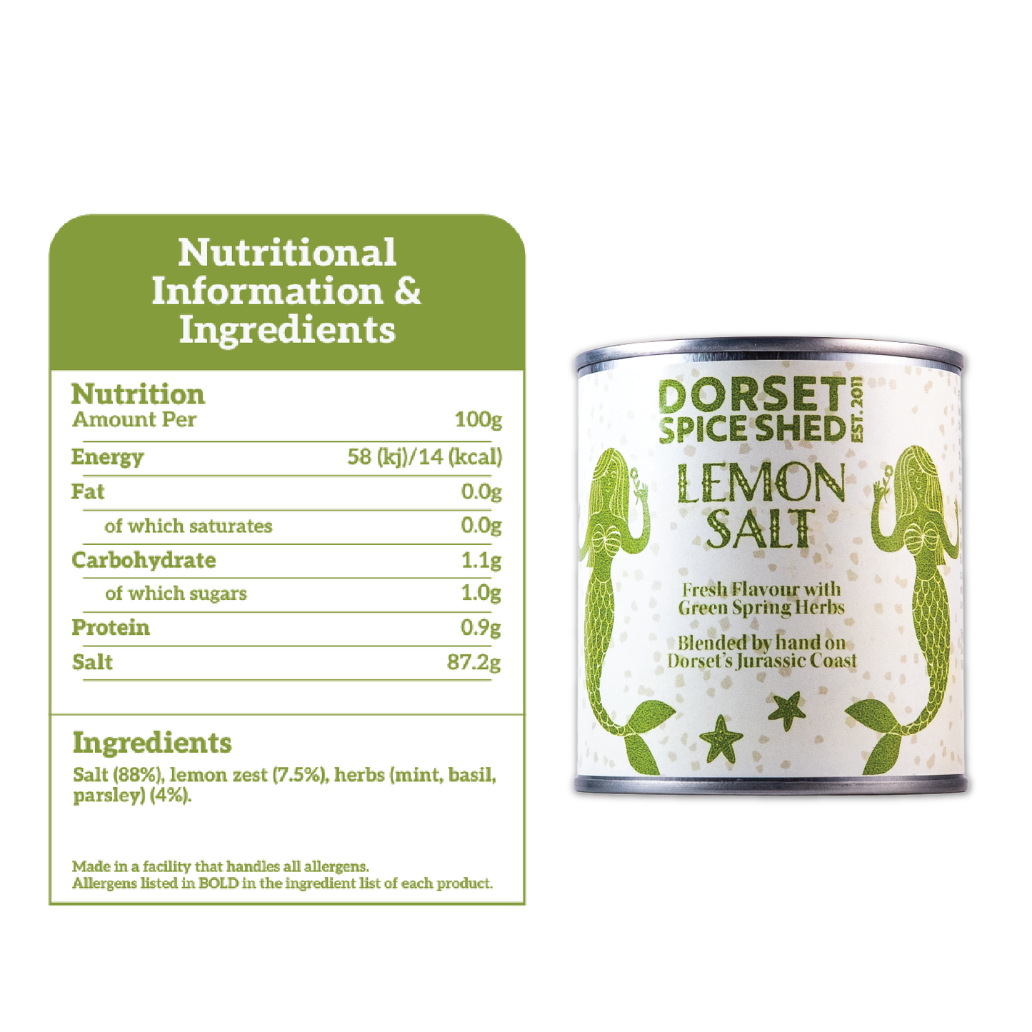 Dorset Spice Shed Lemon & Green Herbs Salt - Dorset Spice Shed