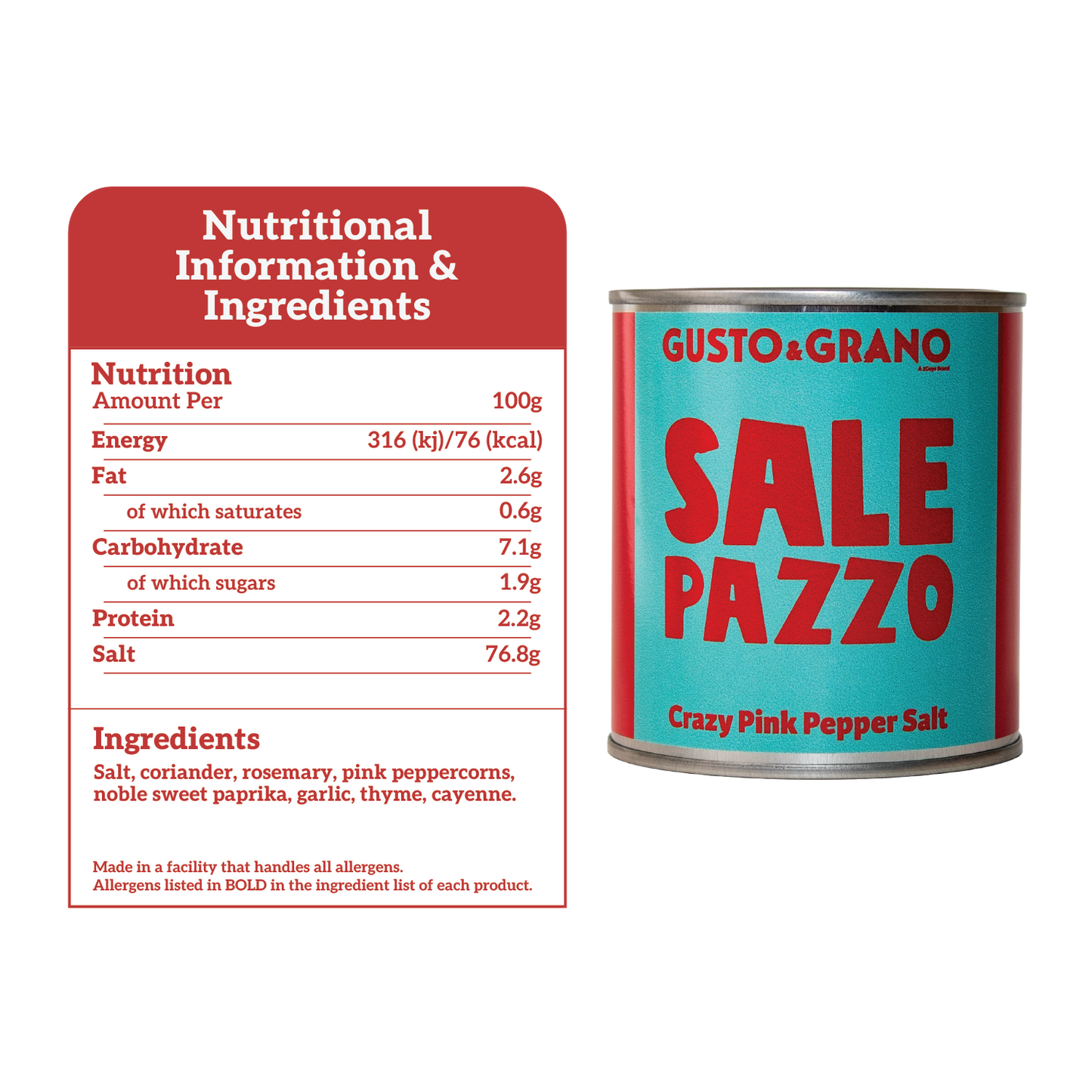Gusto & Grano Un Tocco Sale Pazzo Crazy Pink Pepper Salt